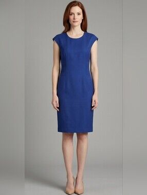 BOSS Hugo Boss Lightweight Wool-blend Business-Wear Midi Dress / Sz 8=M / Blue